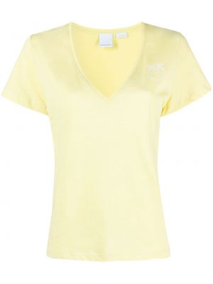 Памучна тениска с принт Pinko жълто