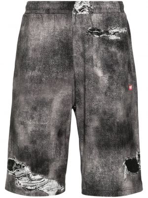 Pantaloni scurți zdrențuiți din bumbac cu imagine Diesel