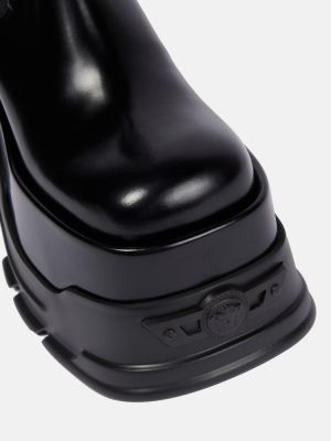 Кожени обувки до глезена Versace черно