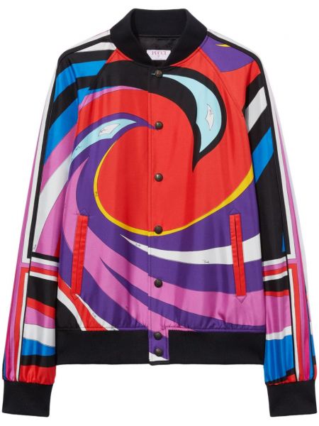 Jachetă lungă de mătase cu imagine Pucci roșu