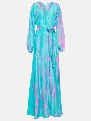 Hodvábne dlouhé šaty Anna Kosturova modrá