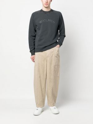 Sweatshirt mit stickerei mit rundem ausschnitt Woolrich grau
