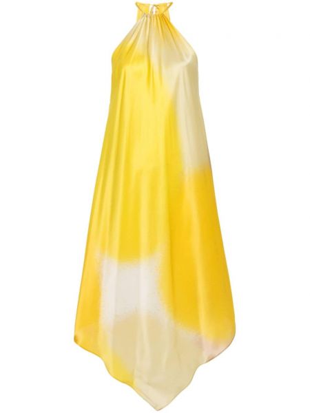 Jedwabna sukienka na ramiączkach Gianluca Capannolo żółta