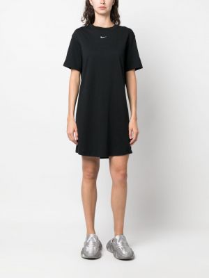 Bavlněné šaty s výšivkou Nike černé
