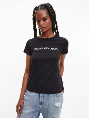 Camiseta de algodón Calvin Klein Jeans negro