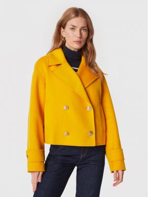 Μάλλινο παλτό Tommy Hilfiger κίτρινο