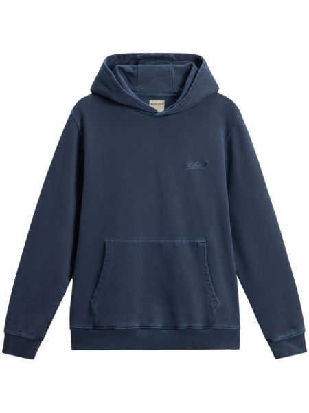 Pamuklu işlemeli hoodie Woolrich mavi