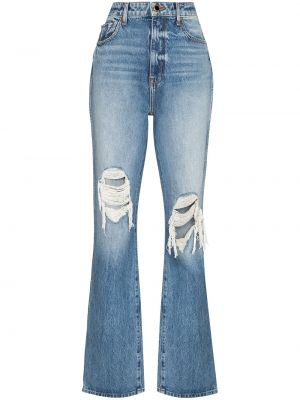 Straight fit džíny s oděrkami Khaite modré