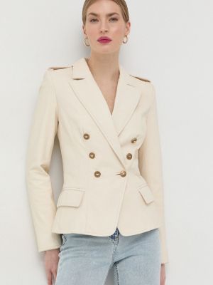 Kožená bunda Elisabetta Franchi dámská, béžová barva, přechodná