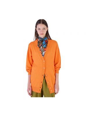 Oversize strickjacke mit fransen mit v-ausschnitt Silvian Heach orange