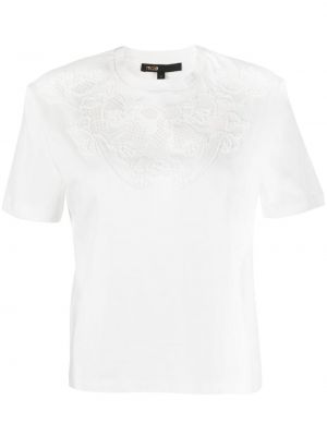 Spitzen t-shirt mit stickerei aus baumwoll Maje weiß