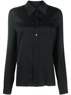 Hodvábna rifľová košeľa Moschino Jeans čierna