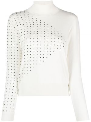 Пуловер с кристали Liu Jo бяло