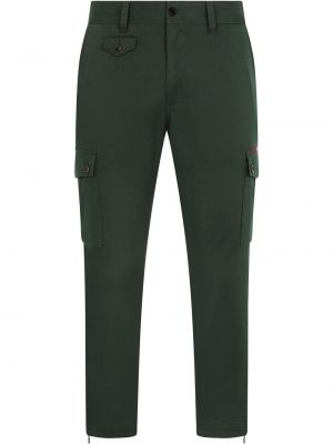 Памучни карго панталони Dolce & Gabbana зелено