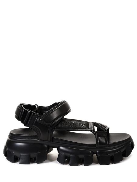 Черные кожаные сандалии Prada