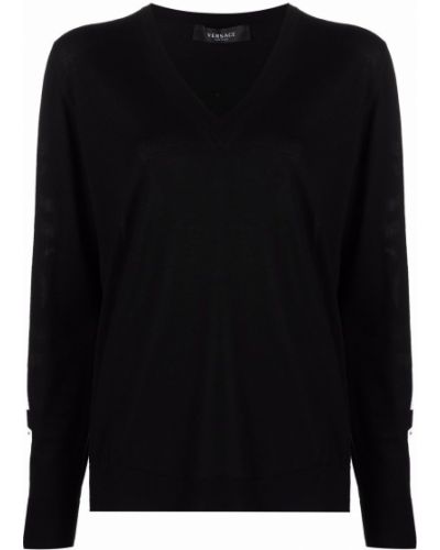 Vlnený sveter Versace čierna