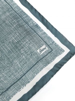 Hedvábný šál s potiskem s abstraktním vzorem Brioni modrý