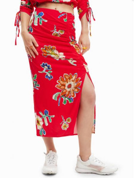 Slim fit mini sukně Desigual červené