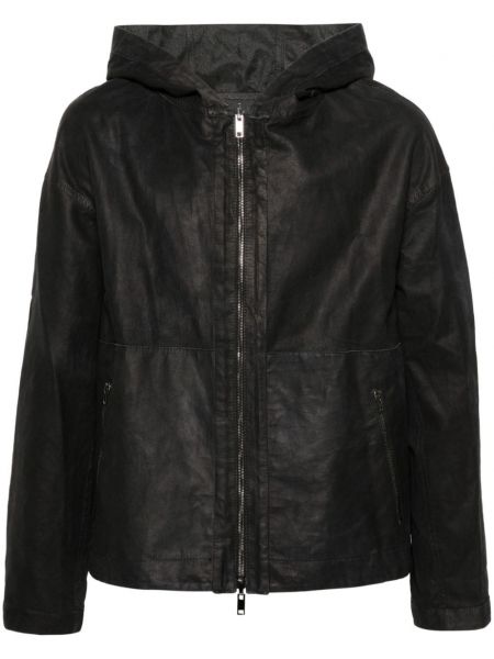 Usnjena jakna s kapuco Salvatore Santoro črna