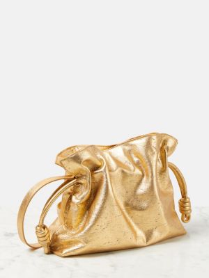 Kožená listová kabelka Loewe zlatá