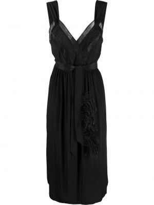 Hedvábné šaty bez rukávů z peří Simone Rocha - černá