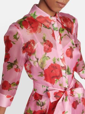 Svilena dolga obleka iz šifona s cvetličnim vzorcem Carolina Herrera