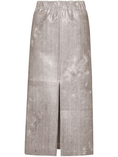 Pruhovaný vlnený rozparkovaná sukňa Maison Margiela sivá