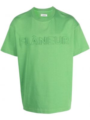Памучна тениска Flaneur Homme зелено