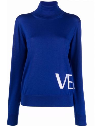 Jersey de cuello vuelto de tela jersey Versace azul