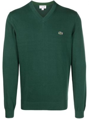 Džemperis ar v veida izgriezumu Lacoste zaļš