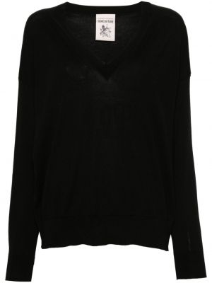 Bavlněný svetr s výstřihem do v Semicouture černý