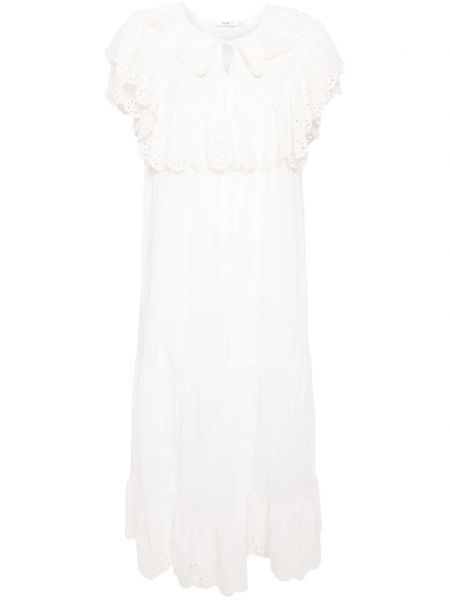 Robe mi-longue brodé en coton B+ab blanc