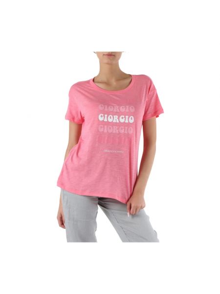 T-shirt aus baumwoll mit print Armani Exchange pink