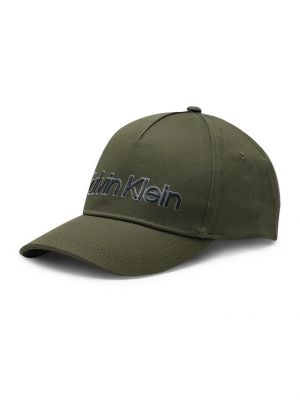 Кожена шапка с козирки Calvin Klein зелено