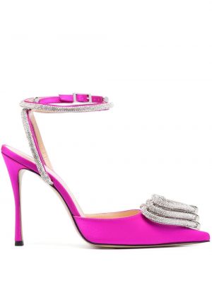 Сатенени полуотворени обувки със сърца Mach & Mach розово