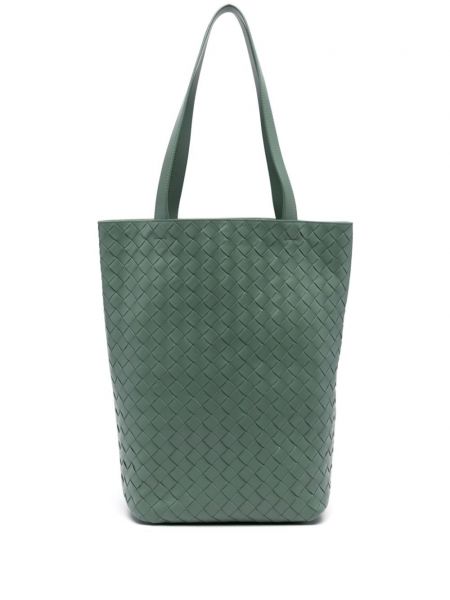 Kožená nákupná taška Bottega Veneta zelená