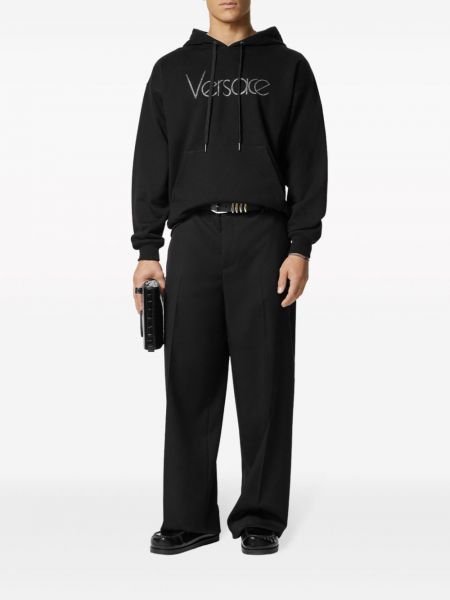 Medvilninis džemperis su gobtuvu Versace juoda
