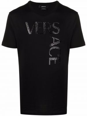 Camiseta con bordado Versace negro