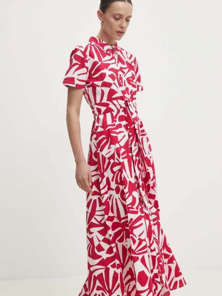 Pamučna haljina na naramenice Answear Lab ružičasta