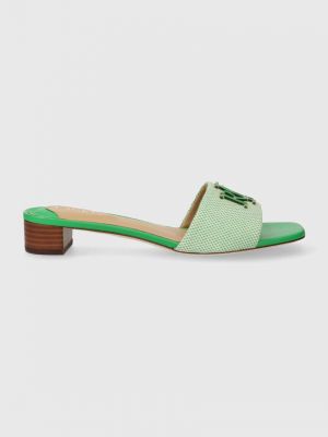 Pantofle na podpatku Lauren Ralph Lauren zelené