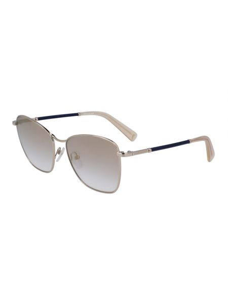 Okulary przeciwsłoneczne skórzane Longchamp niebieskie