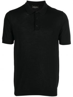 Megztas polo marškinėliai Roberto Collina juoda