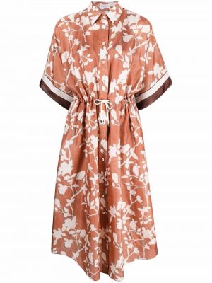 Trykt floral dress Brunello Cucinelli brun