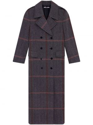 Kostkovaný vlněný kabát Stella Mccartney šedý