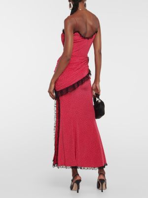 Rochie midi de mătase cu model floral Alessandra Rich roz