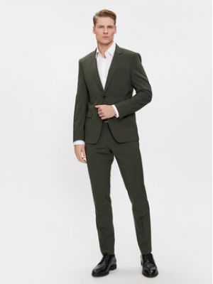 Slim fit oblek Boss zelený