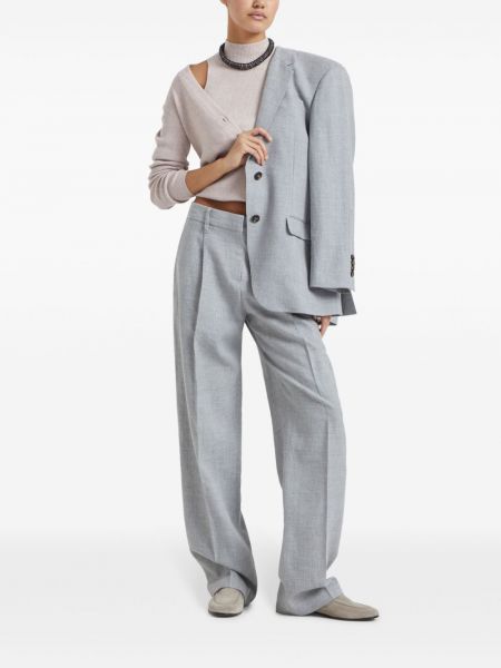 Plisované kalhoty relaxed fit Brunello Cucinelli šedé