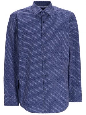 Bavlnená košeľa s potlačou Boss modrá