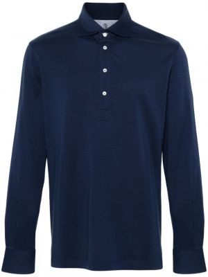 Medvilninis polo marškinėliai Brunello Cucinelli mėlyna