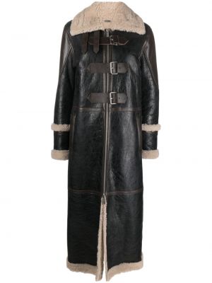 Kožený kabát Blumarine čierna